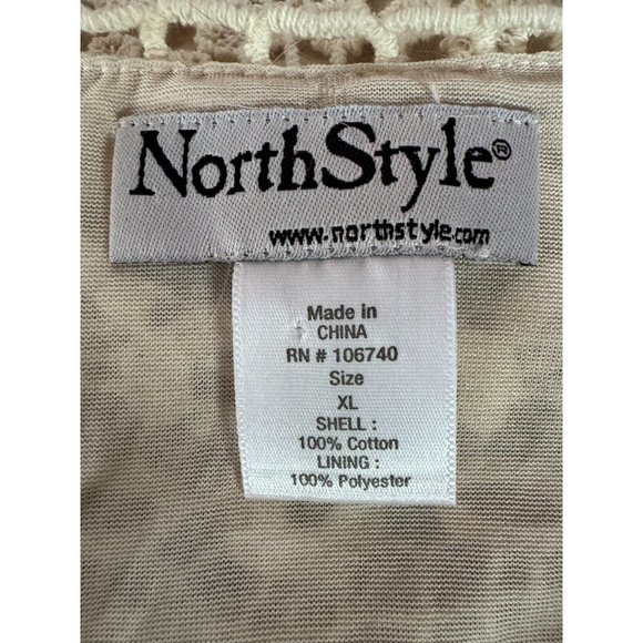 NorthStyle Lace Layered Resort Shift Dress Size XL Beige Cotton - Picture 13 of 16